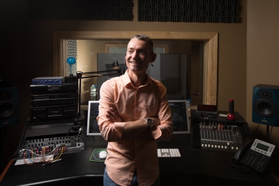 Justin Hall in recording studio
